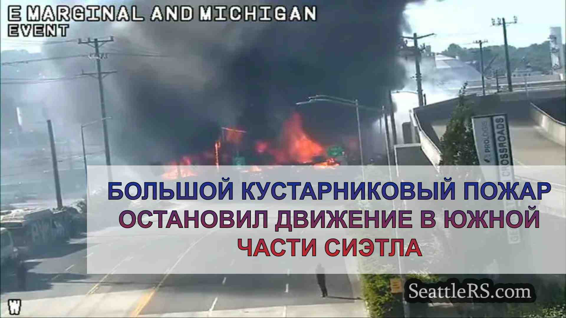 Большой кустарниковый пожар остановил