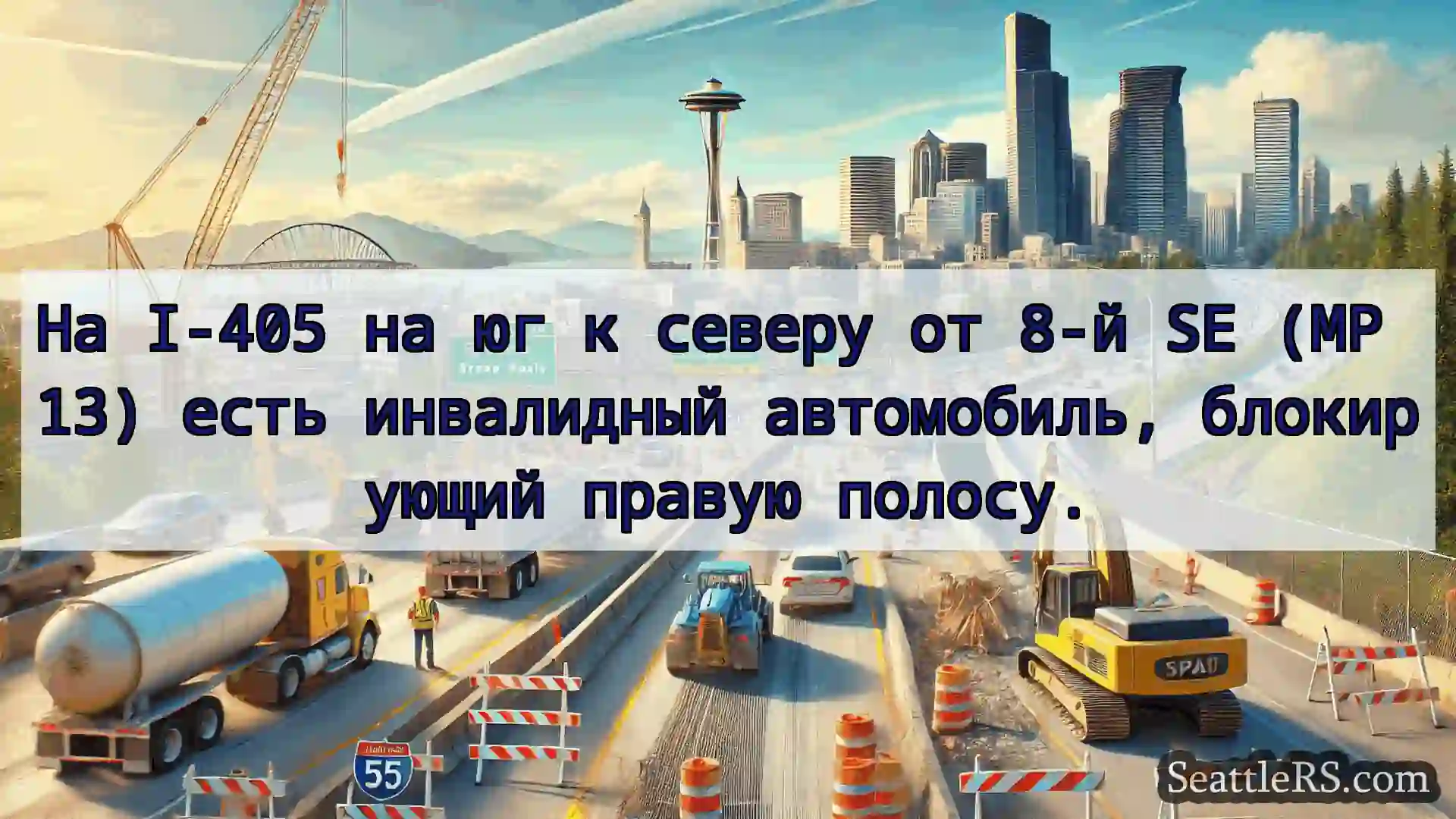 Транспортные новости Сиэтла На I-405 на юг к северу от 8-й SE