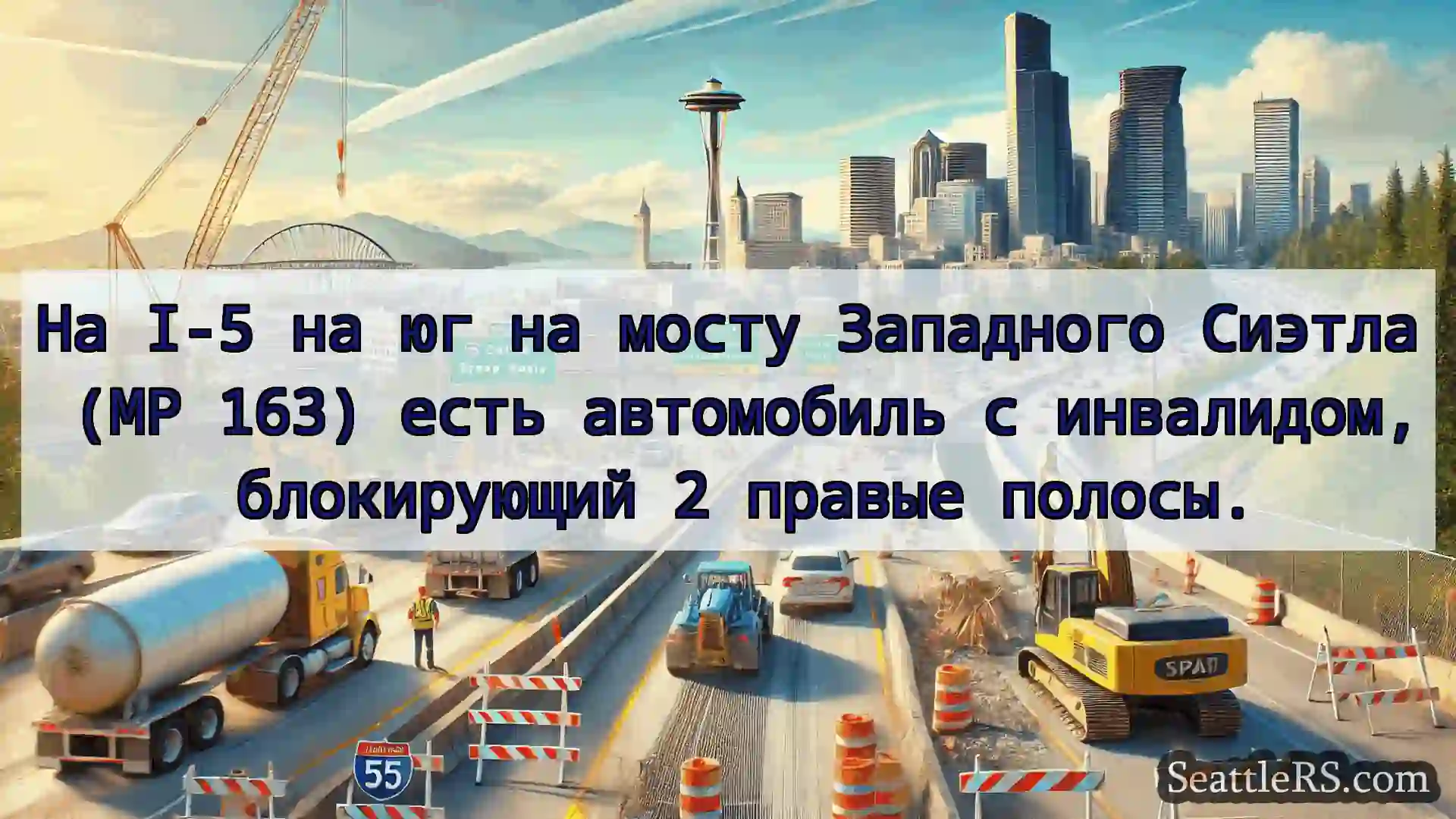 Транспортные новости Сиэтла На I-5 на юг на мосту Западного