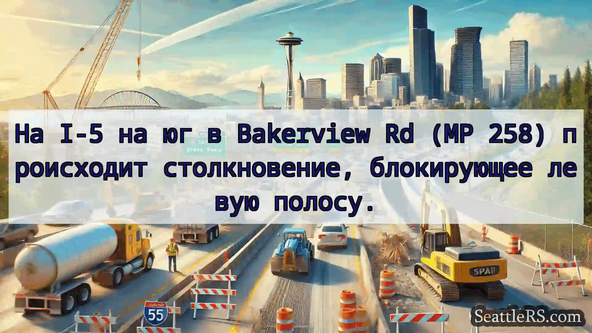 Транспортные новости Сиэтла На I-5 на юг в Bakerview Rd (MP