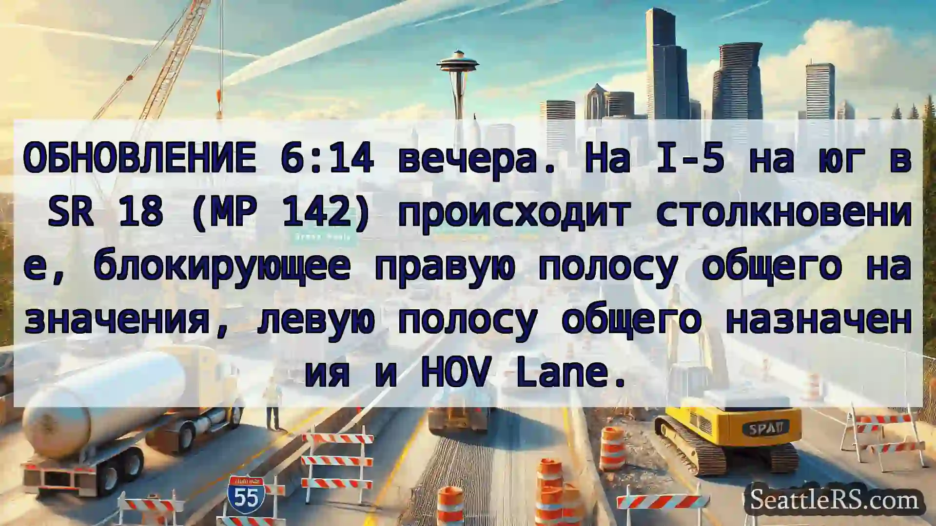 Транспортные новости Сиэтла ОБНОВЛЕНИЕ 6:14 вечера. На I-5 на