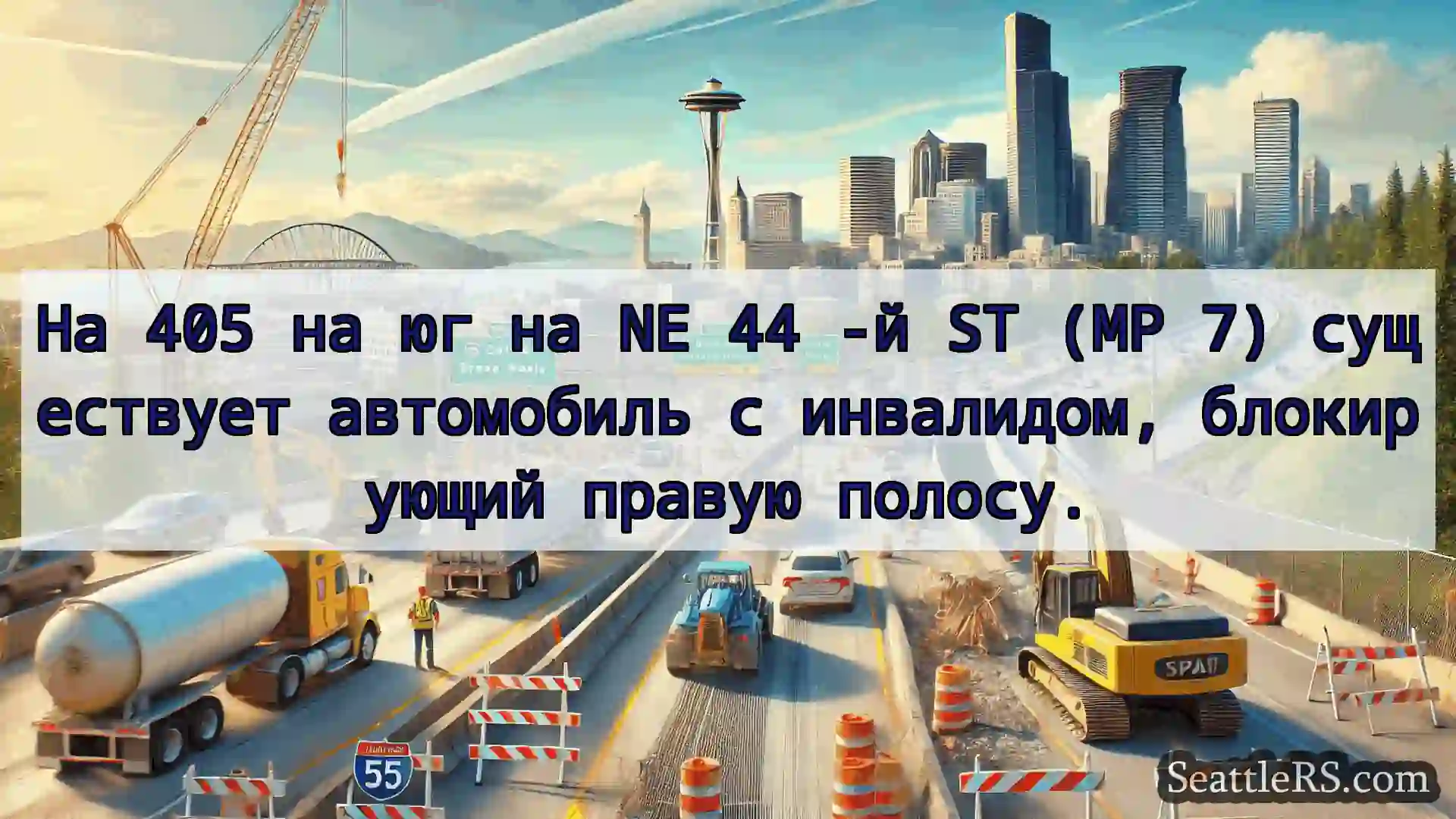 Транспортные новости Сиэтла На 405 на юг на NE 44 -й ST (MP 7)