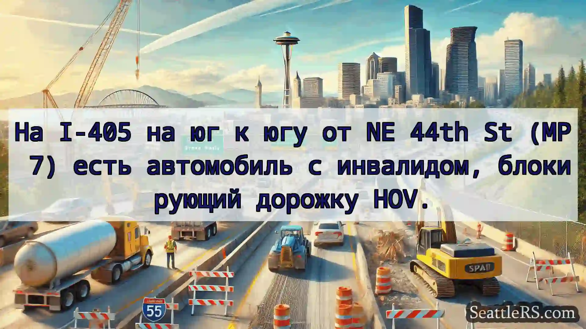 Транспортные новости Сиэтла На I-405 на юг к югу от NE 44th St