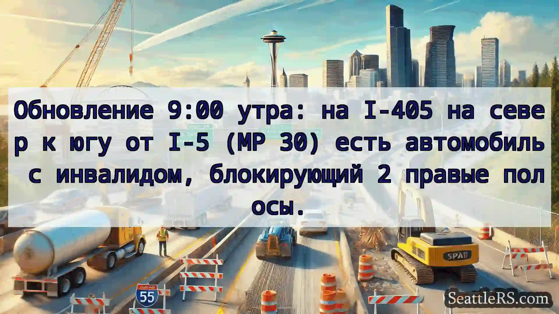 Транспортные новости Сиэтла Обновление 9:00 утра: на I-405 на