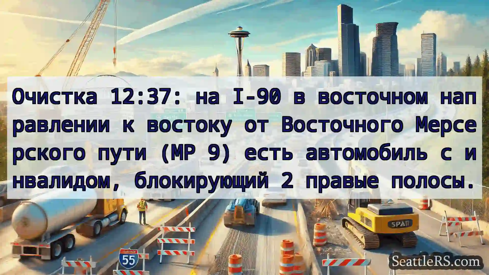 Транспортные новости Сиэтла Очистка 12:37: на I-90 в восточном