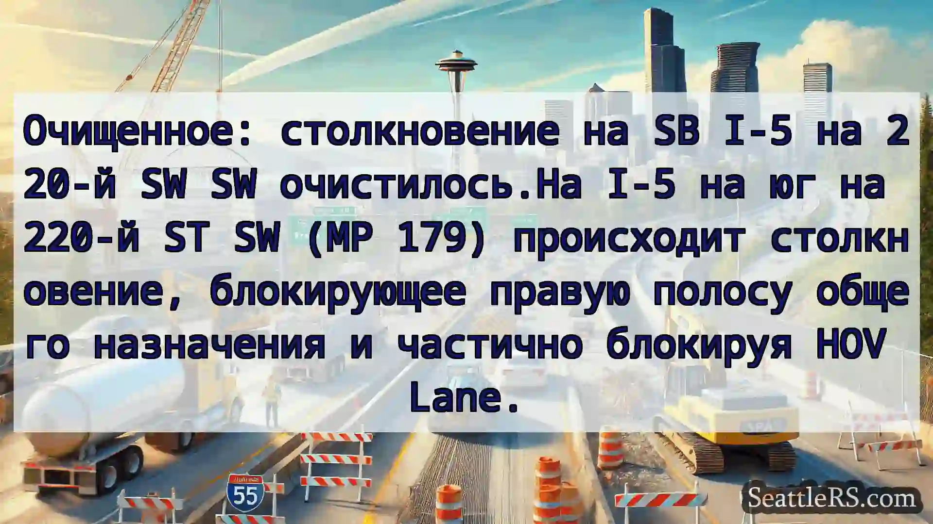 Транспортные новости Сиэтла Очищенное: столкновение на SB I-5