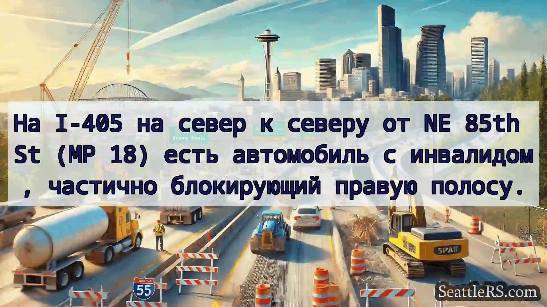 Транспортные новости Сиэтла На I-405 на север к северу от NE