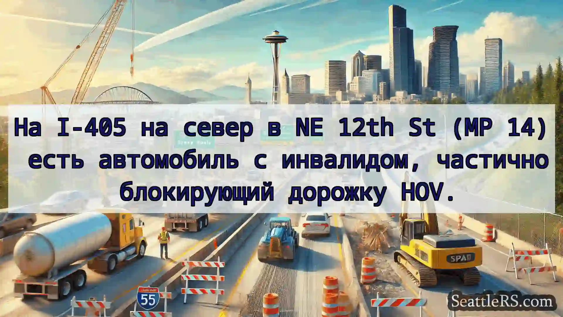 Транспортные новости Сиэтла На I-405 на север в NE 12th St (MP