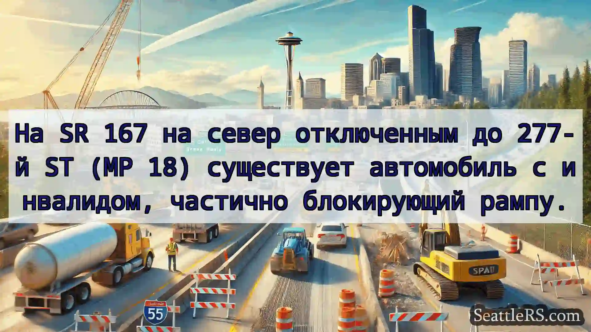 Транспортные новости Сиэтла На SR 167 на север отключенным до