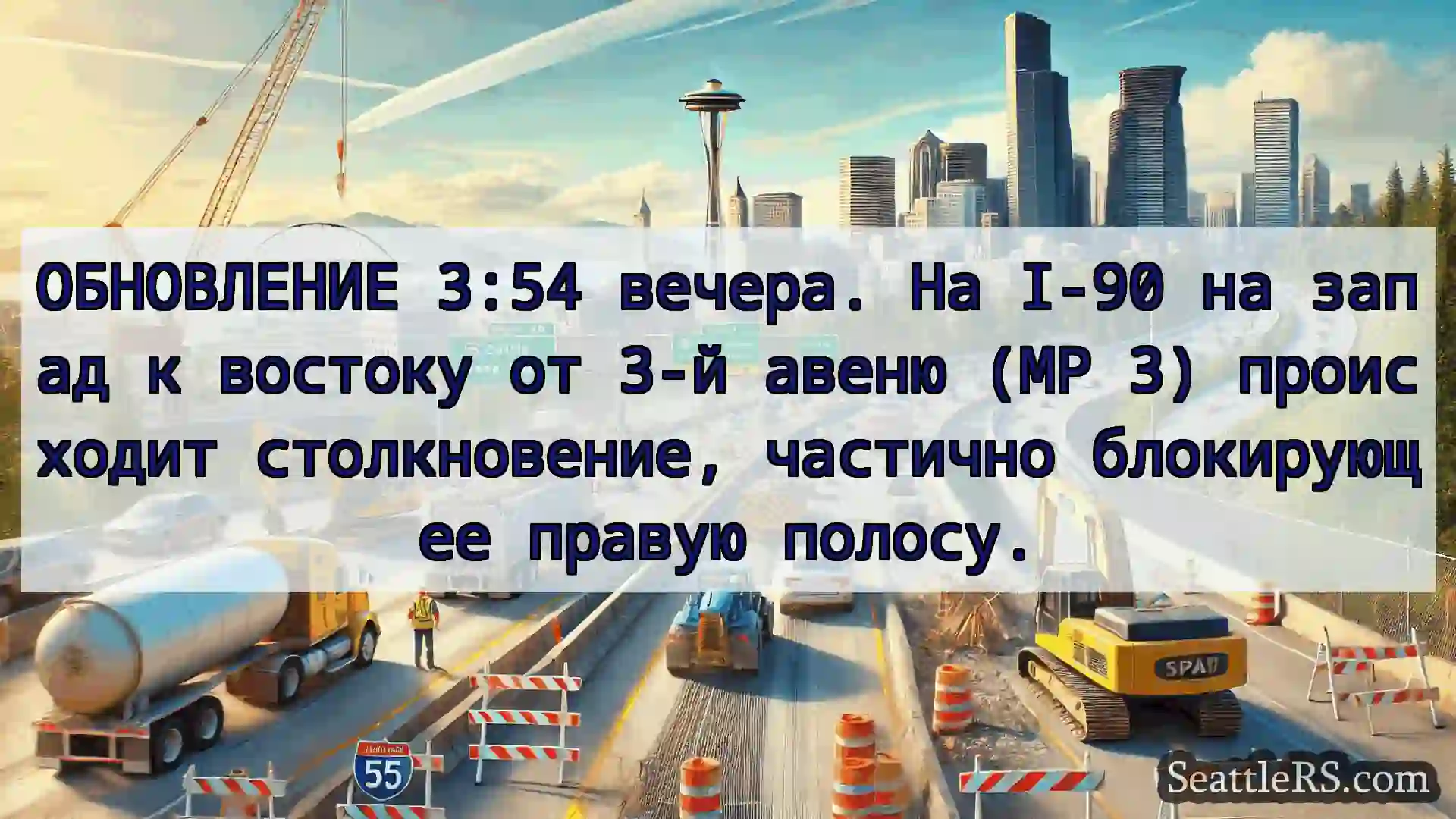 Транспортные новости Сиэтла ОБНОВЛЕНИЕ 3:54 вечера. На I-90 на