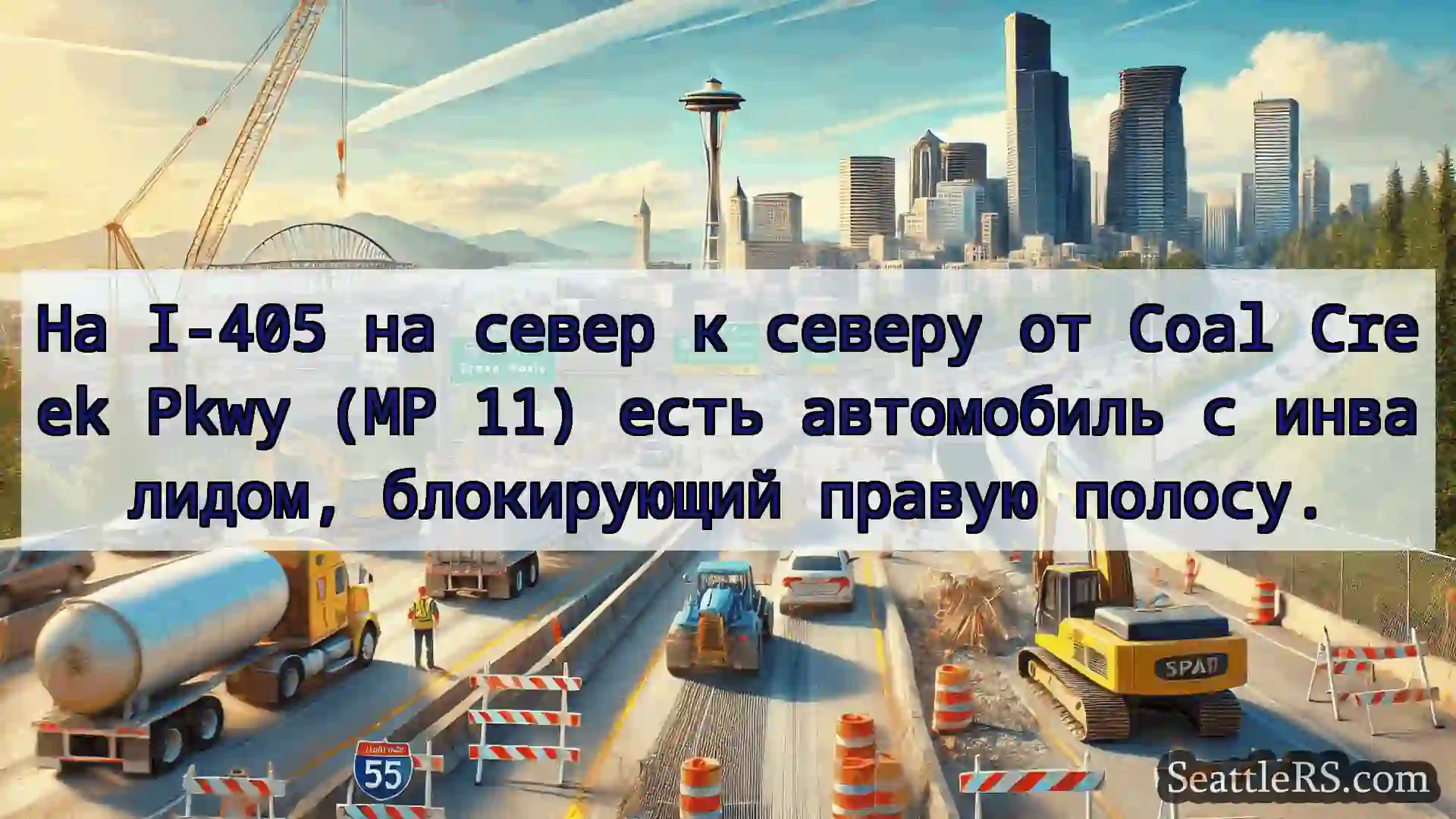 Транспортные новости Сиэтла На I-405 на север к северу от Coal