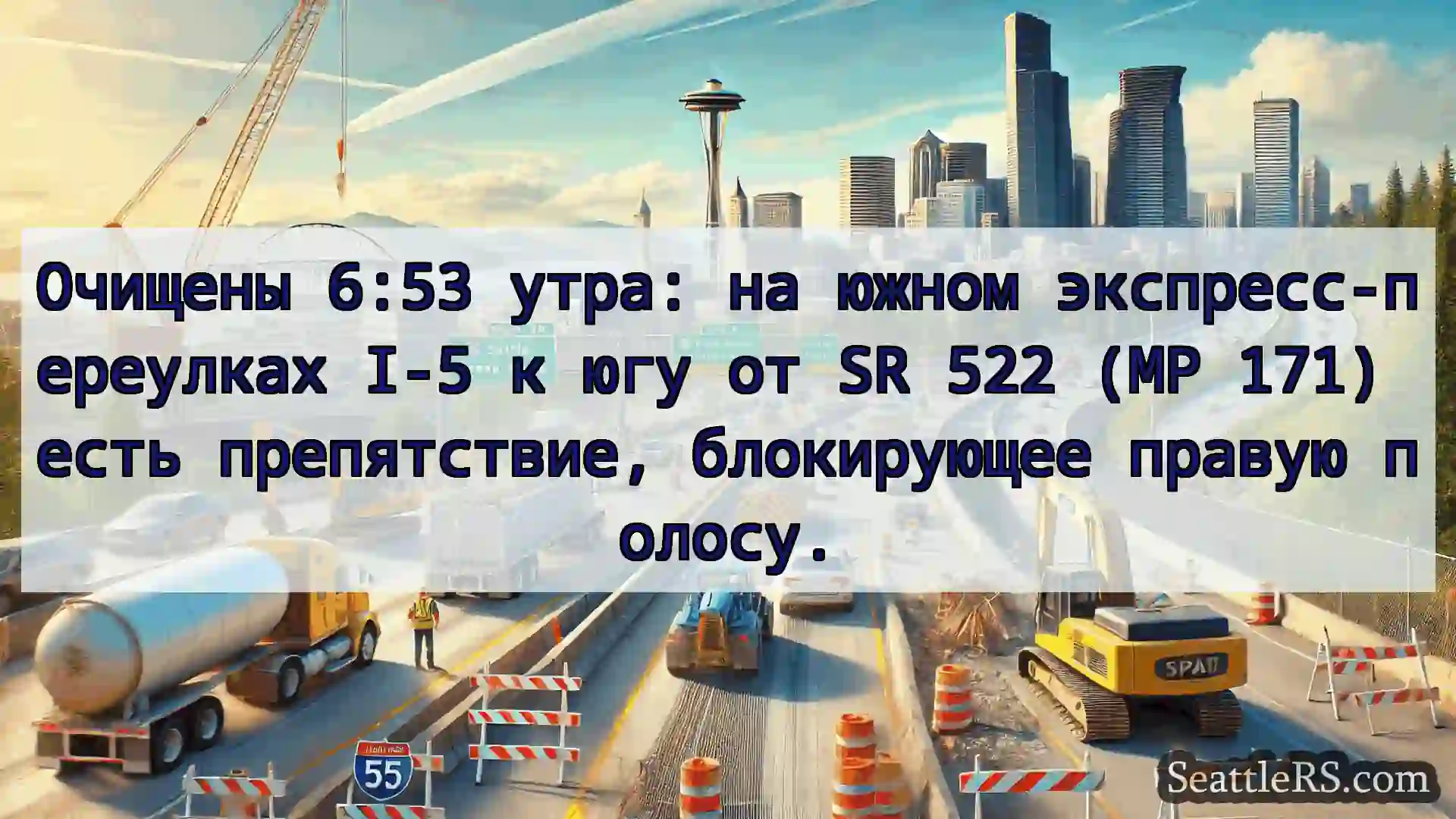 Транспортные новости Сиэтла Очищены 6:53 утра: на южном