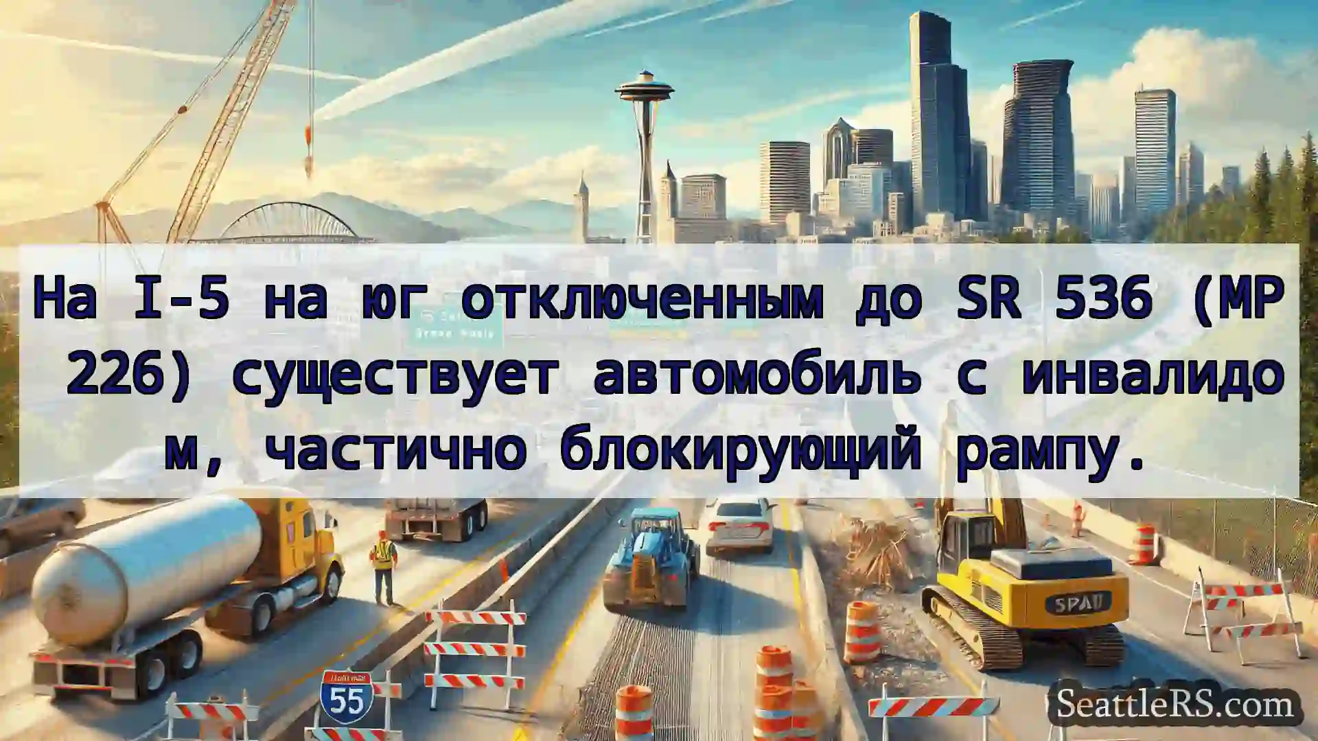 Транспортные новости Сиэтла На I-5 на юг отключенным до SR 536