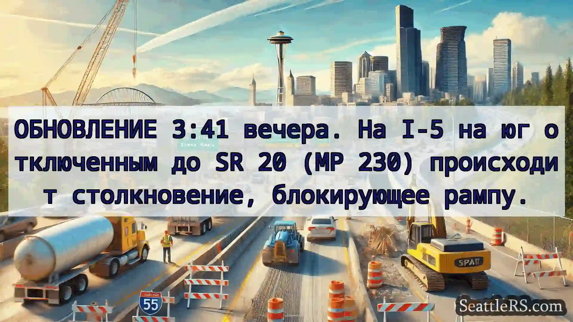 Транспортные новости Сиэтла ОБНОВЛЕНИЕ 3:41 вечера. На I-5 на