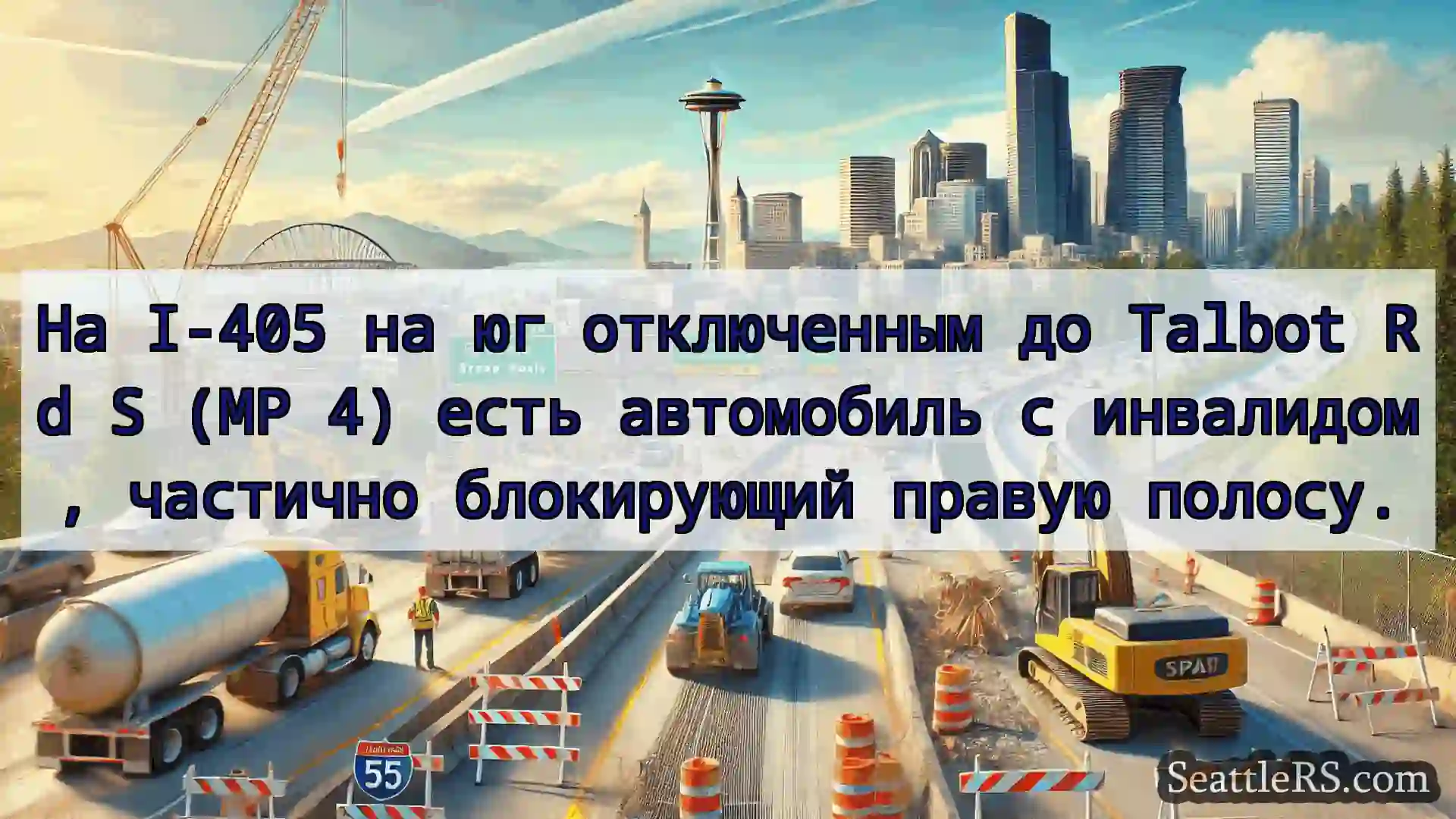 Транспортные новости Сиэтла На I-405 на юг отключенным до