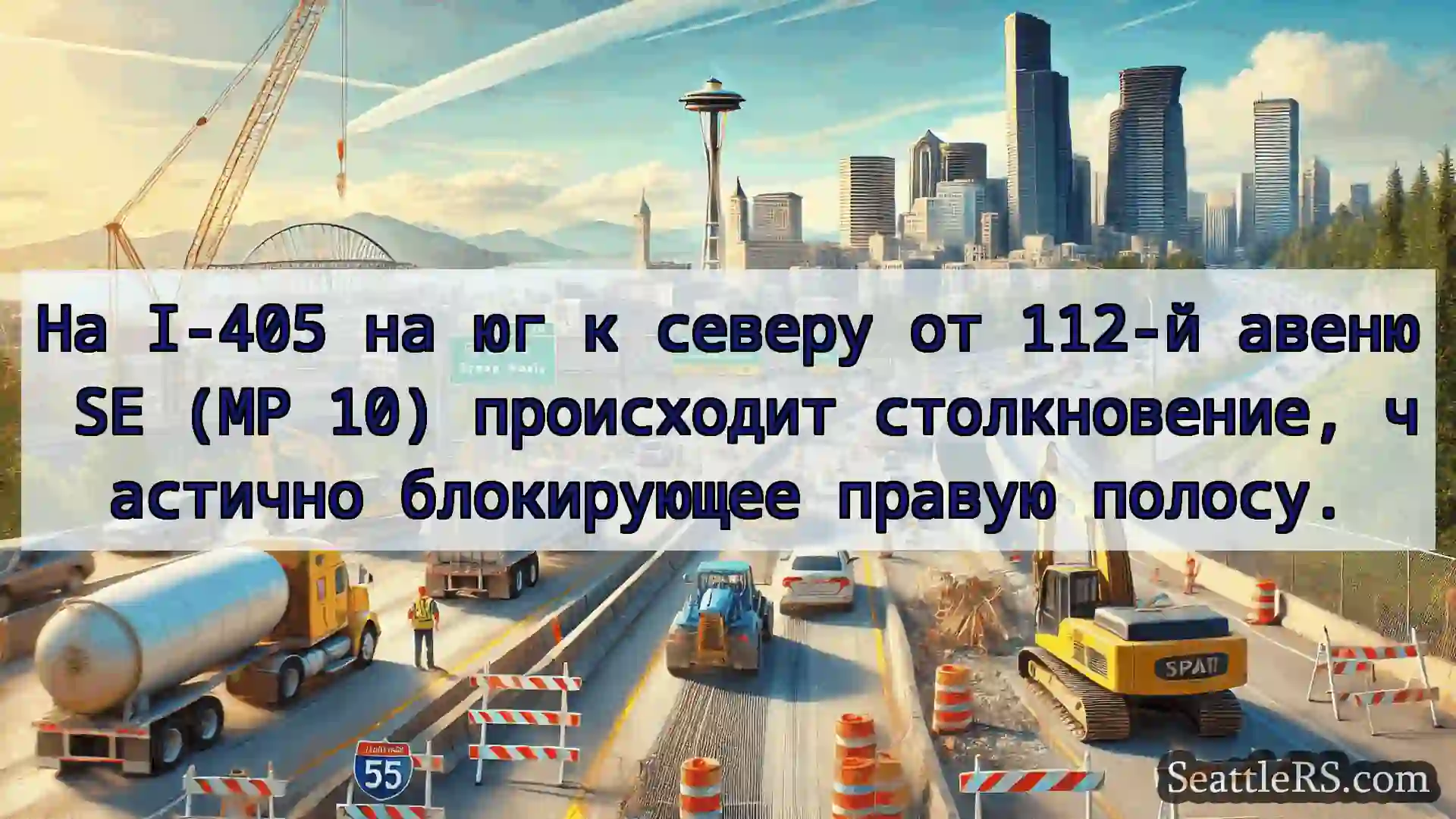 Транспортные новости Сиэтла На I-405 на юг к северу от 112-й