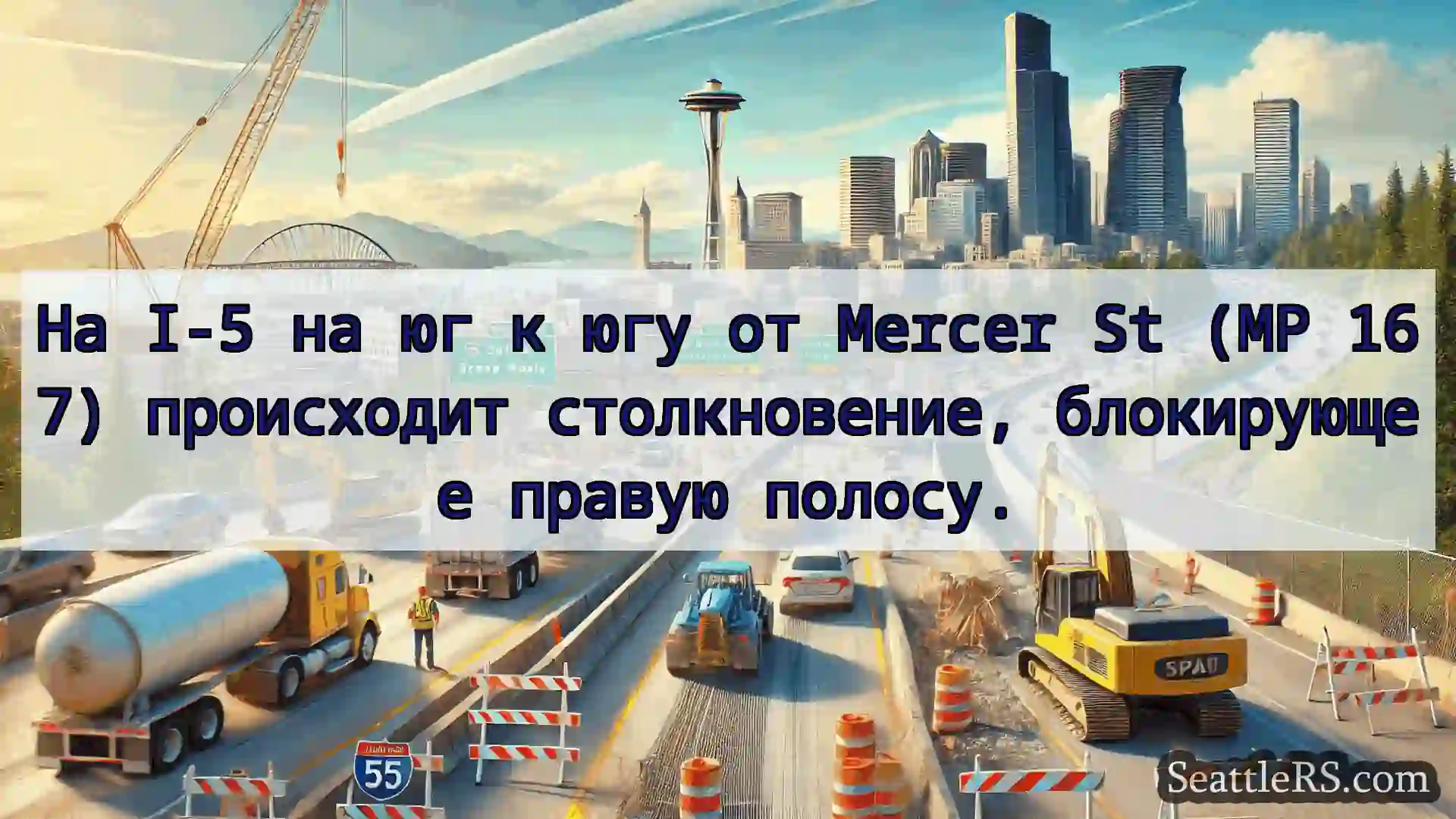 Транспортные новости Сиэтла На I-5 на юг к югу от Mercer St