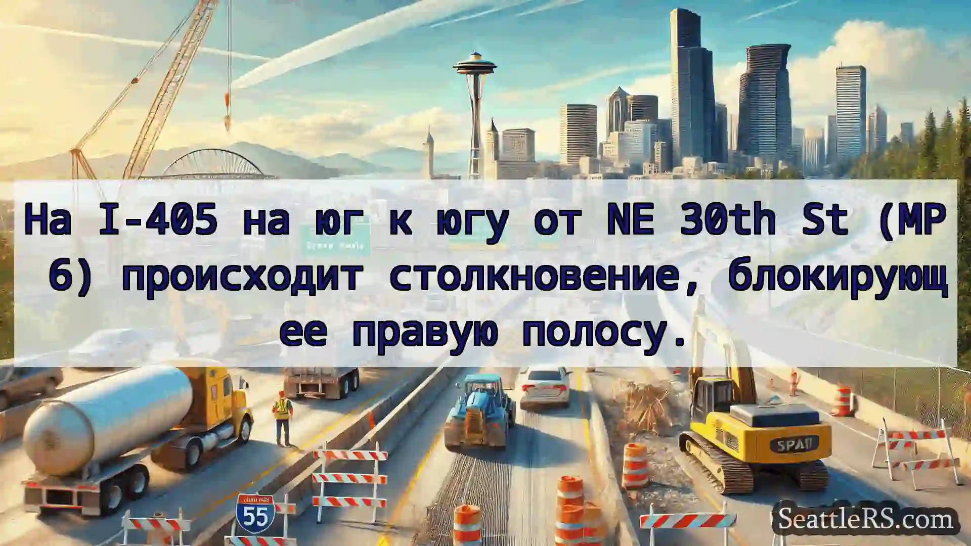 Транспортные новости Сиэтла На I-405 на юг к югу от NE 30th St