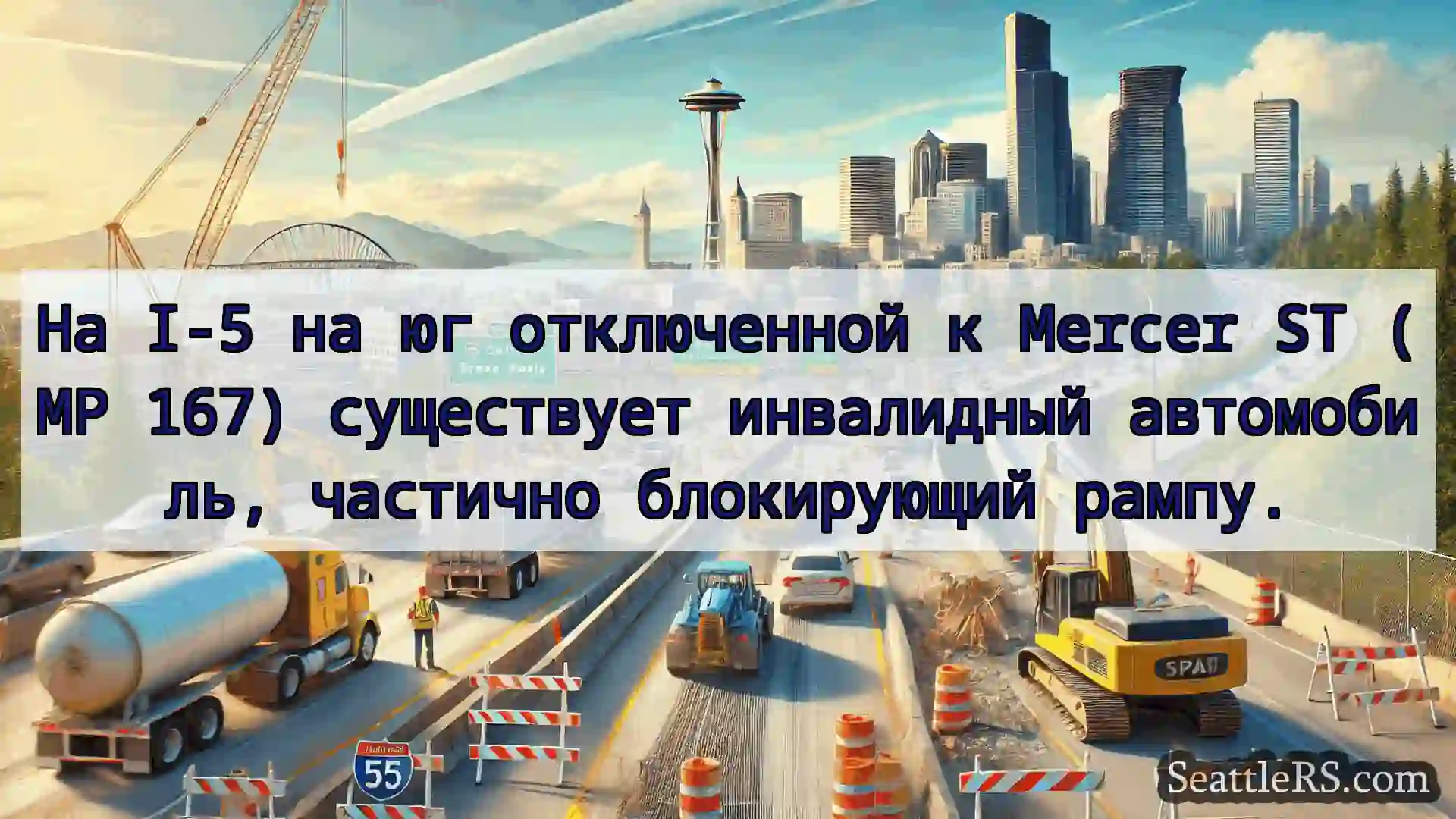Транспортные новости Сиэтла На I-5 на юг отключенной к Mercer
