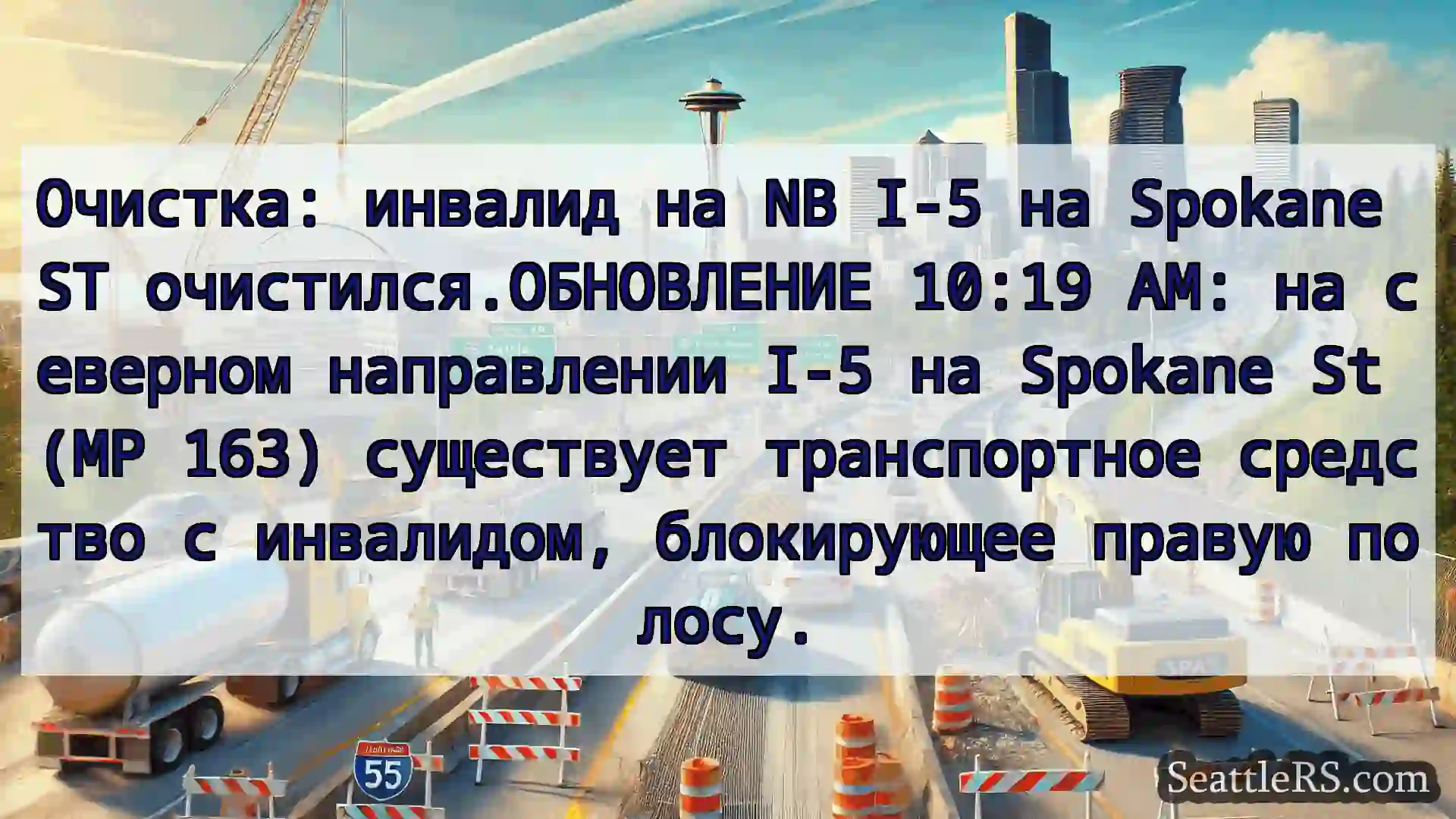 Транспортные новости Сиэтла Очистка: инвалид на NB I-5 на