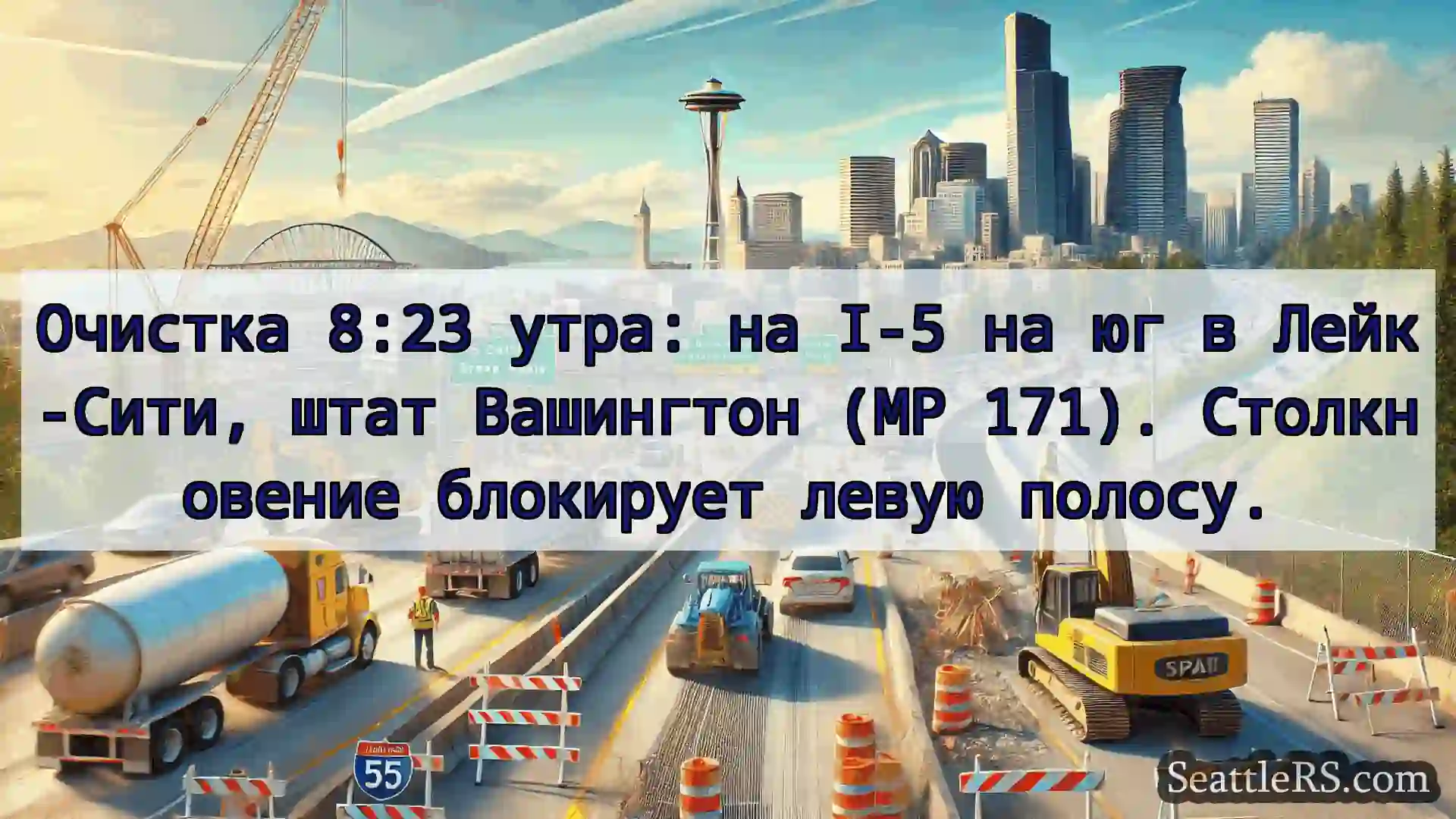 Транспортные новости Сиэтла Очистка 8:23 утра: на I-5 на юг в