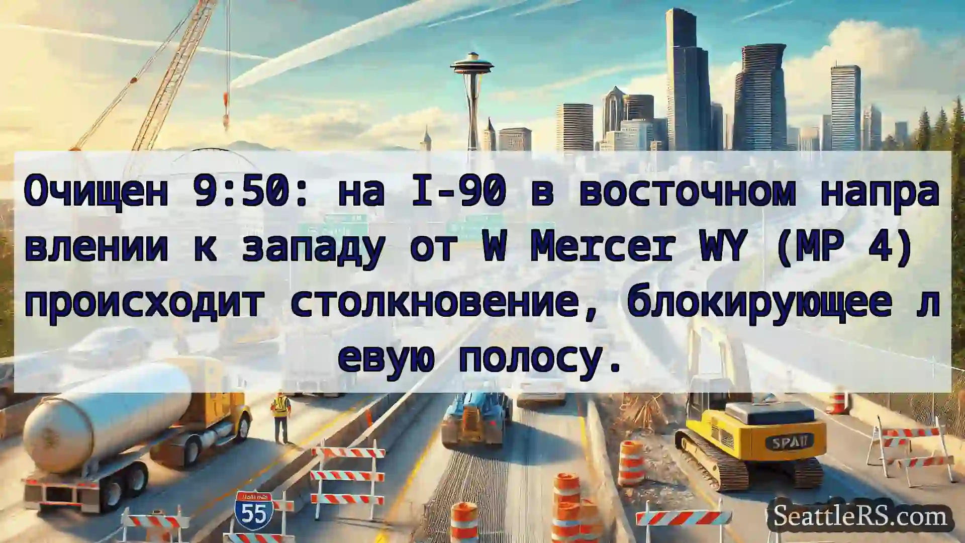 Транспортные новости Сиэтла Очищен 9:50: на I-90 в восточном