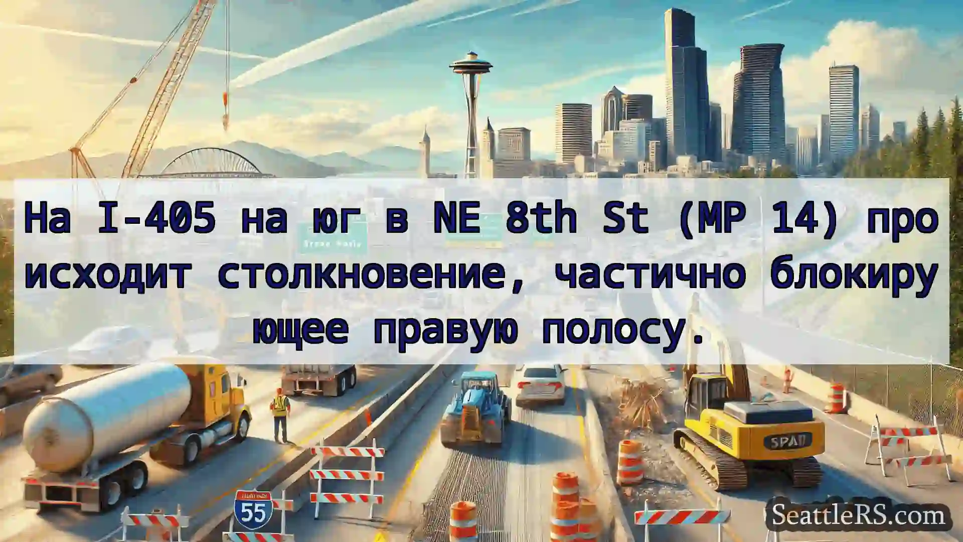 Транспортные новости Сиэтла На I-405 на юг в NE 8th St (MP 14)