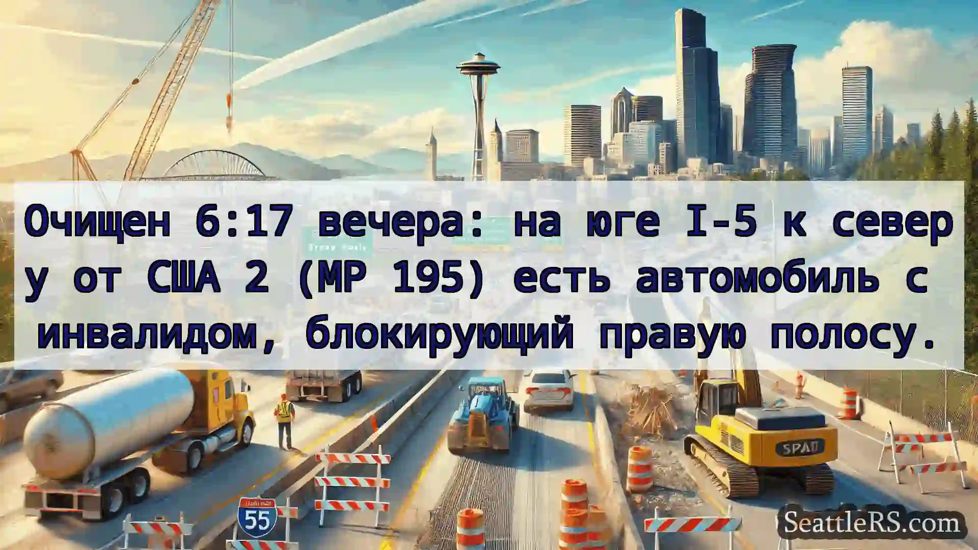 Транспортные новости Сиэтла Очищен 6:17 вечера: на юге I-5 к