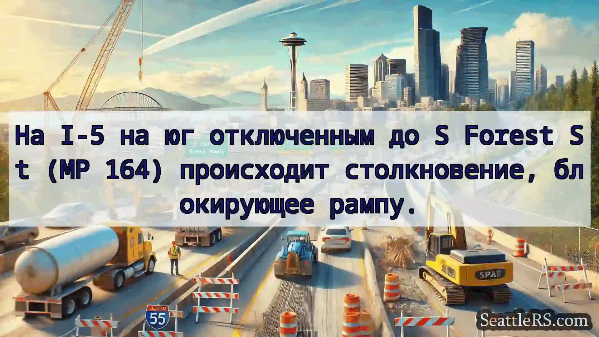 Транспортные новости Сиэтла На I-5 на юг отключенным до S