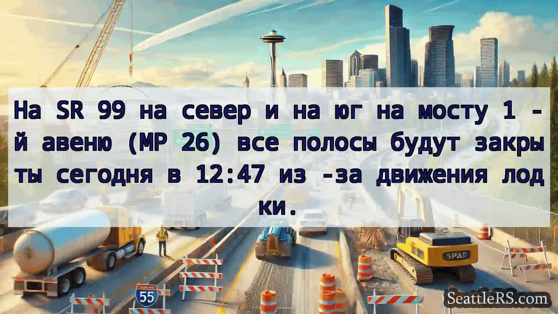 На SR 99 на север и на юг на мосту 1 -й авеню (MP