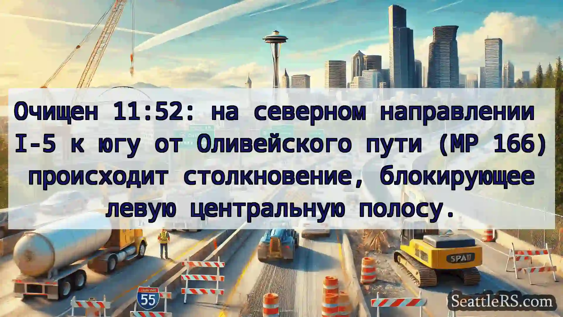 Очищен 11:52: на северном направлении I-5 к югу