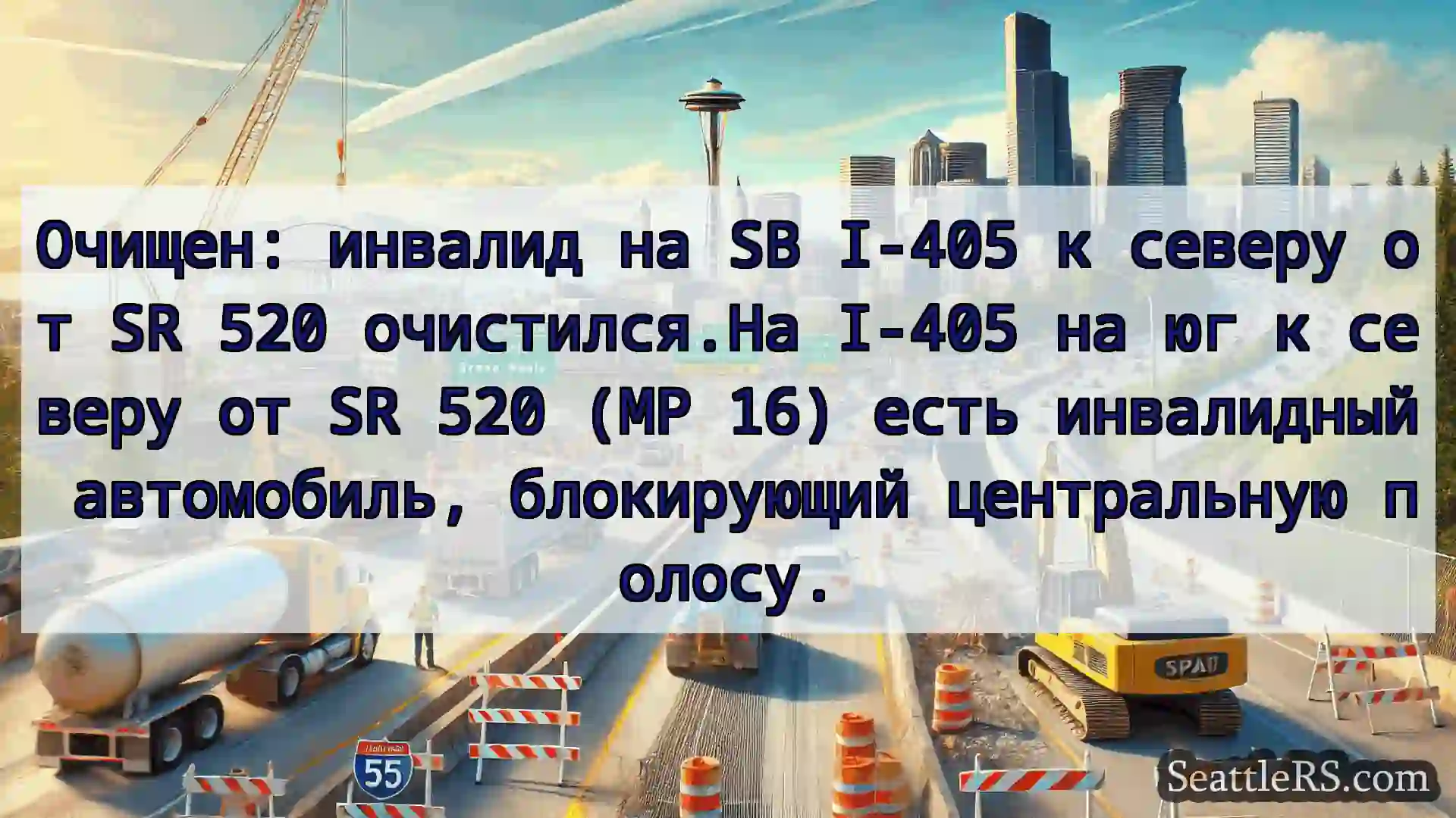 Очищен: инвалид на SB I-405 к северу от SR 520