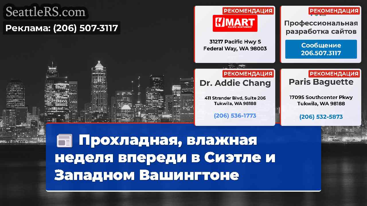 Прохладная, влажная неделя впереди в Сиэтле и