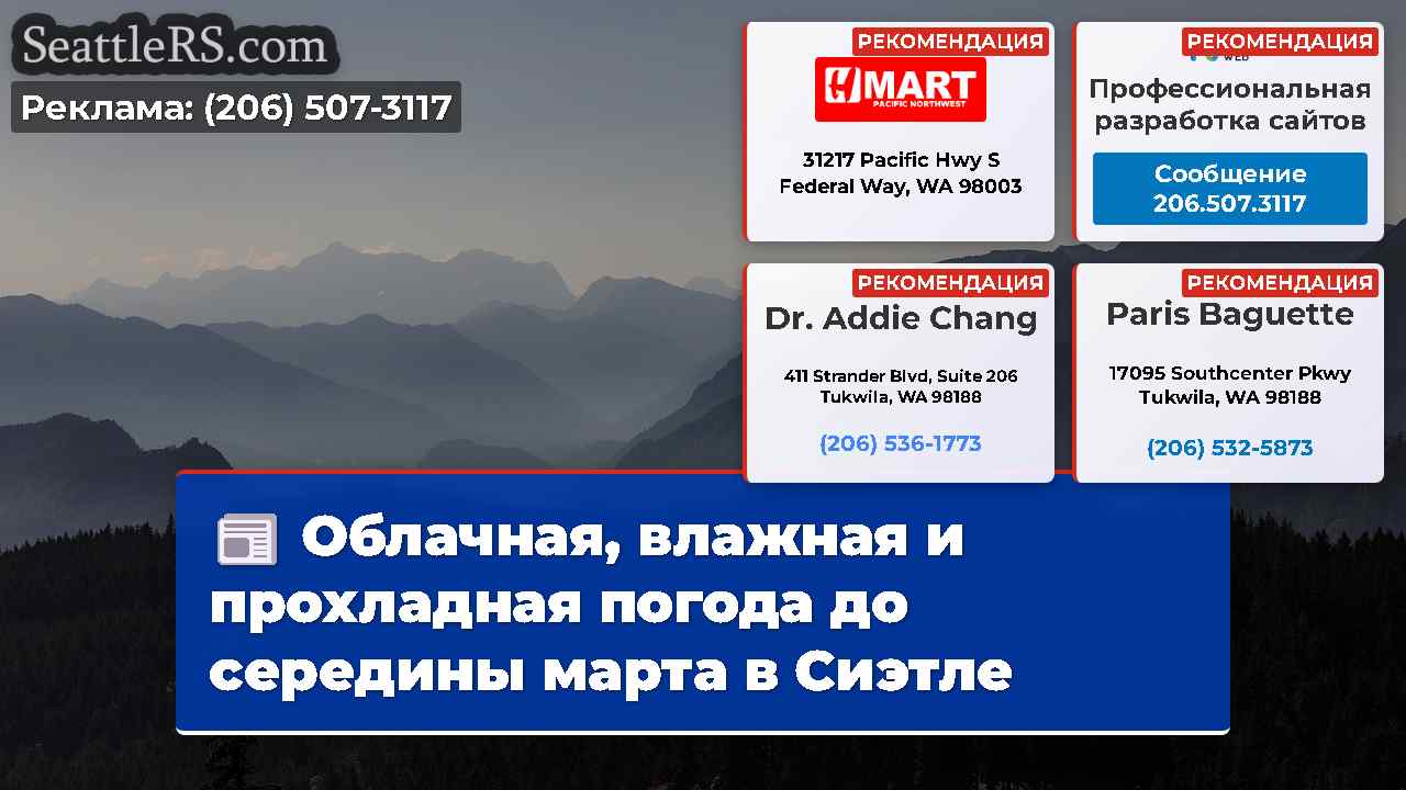 Облачная, влажная и прохладная погода до середины