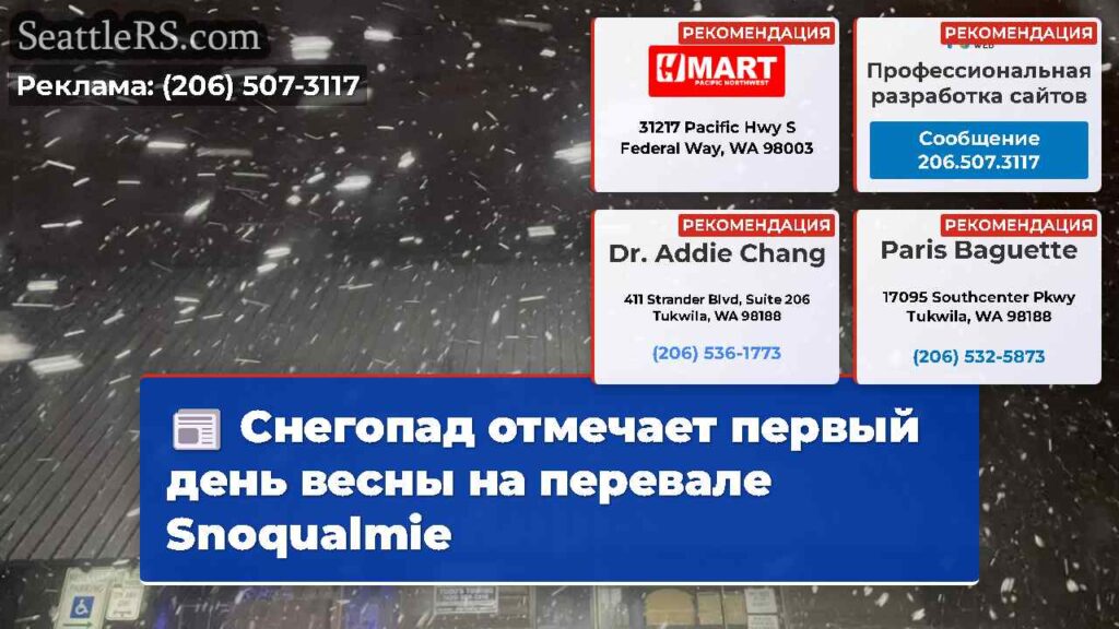 Снегопад отмечает первый день весны на перевале