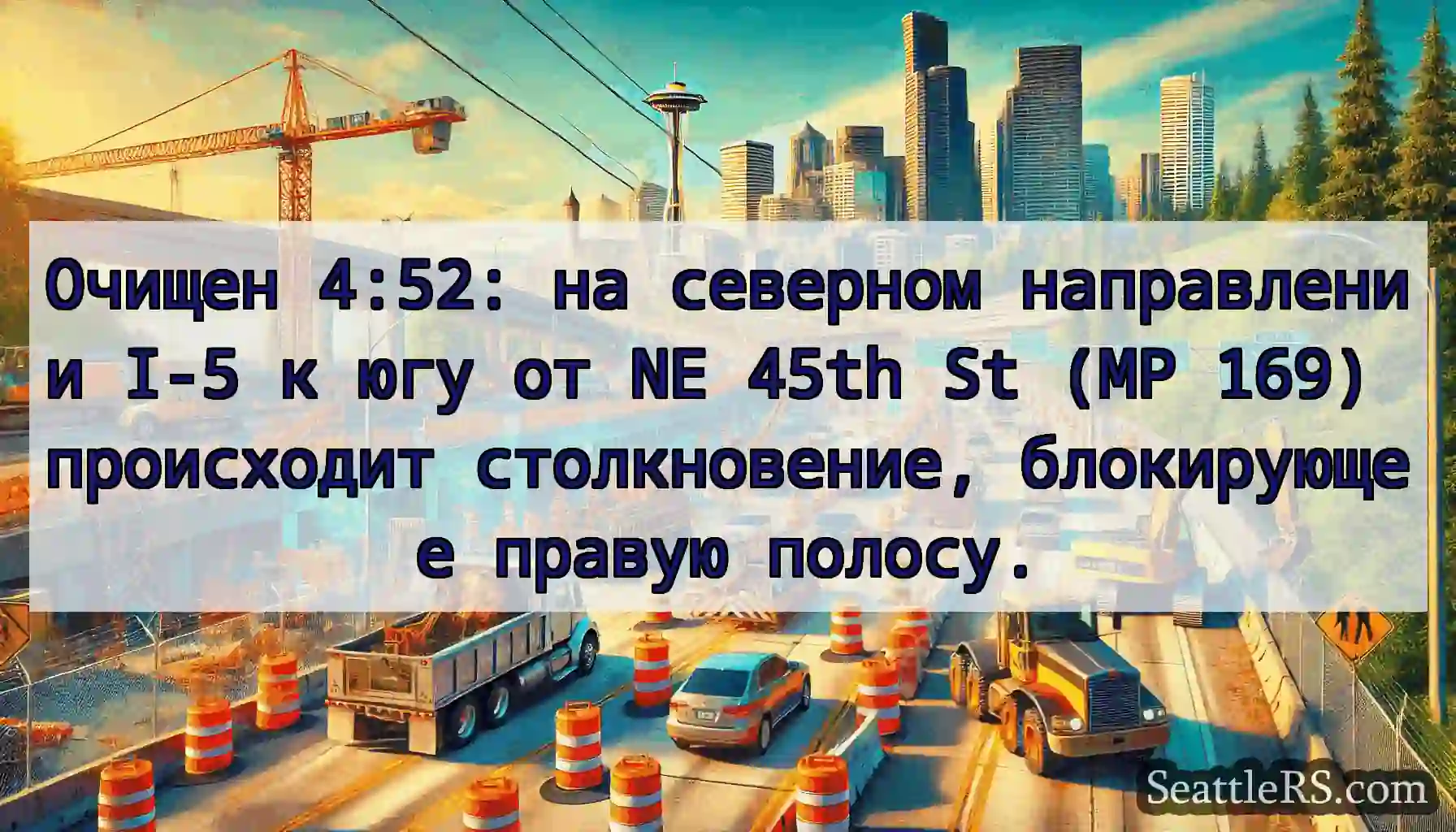 Очищен 4:52: на северном направлении I-5 к югу от