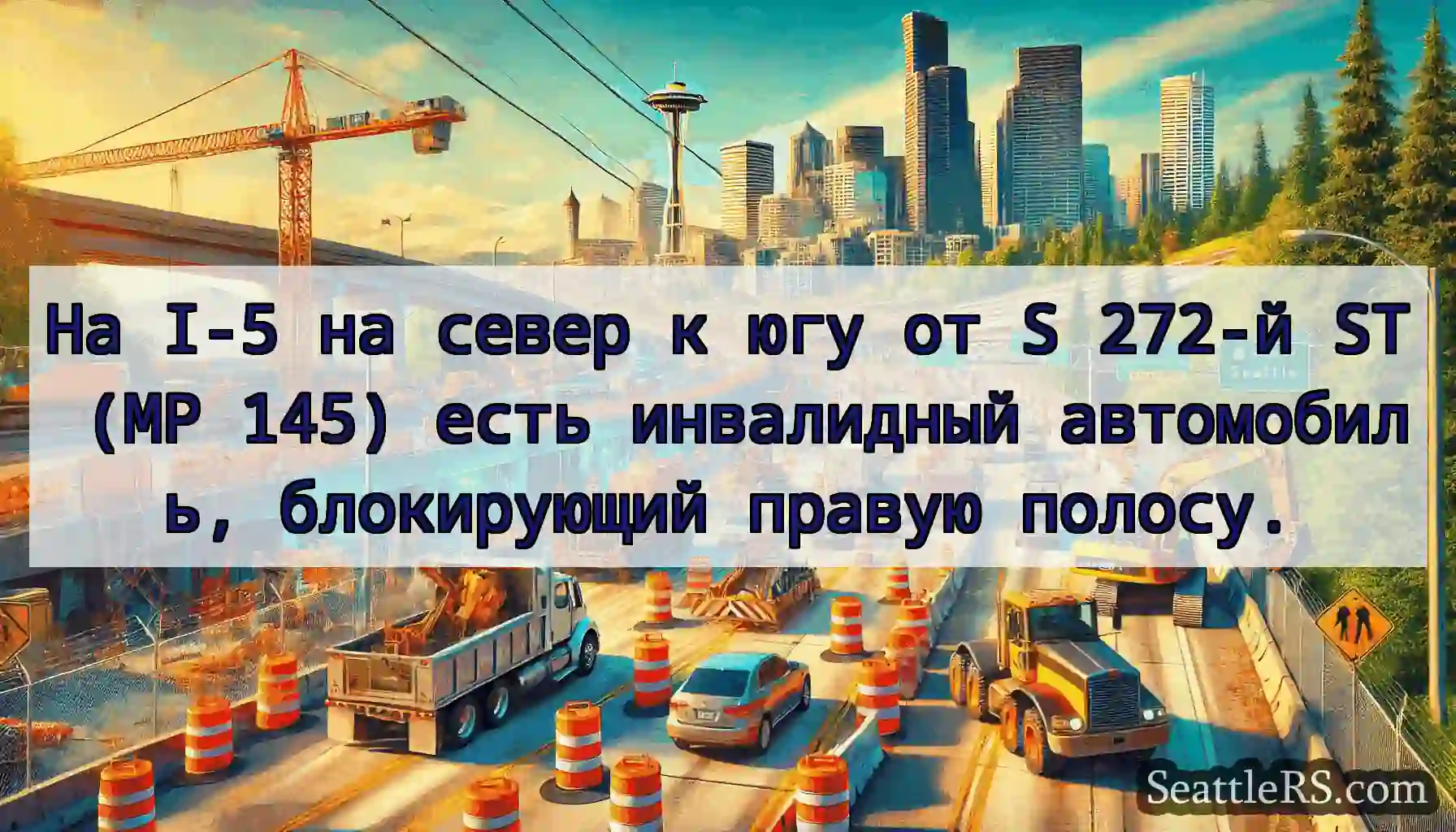 На I-5 на север к югу от S 272-й ST (MP 145) есть