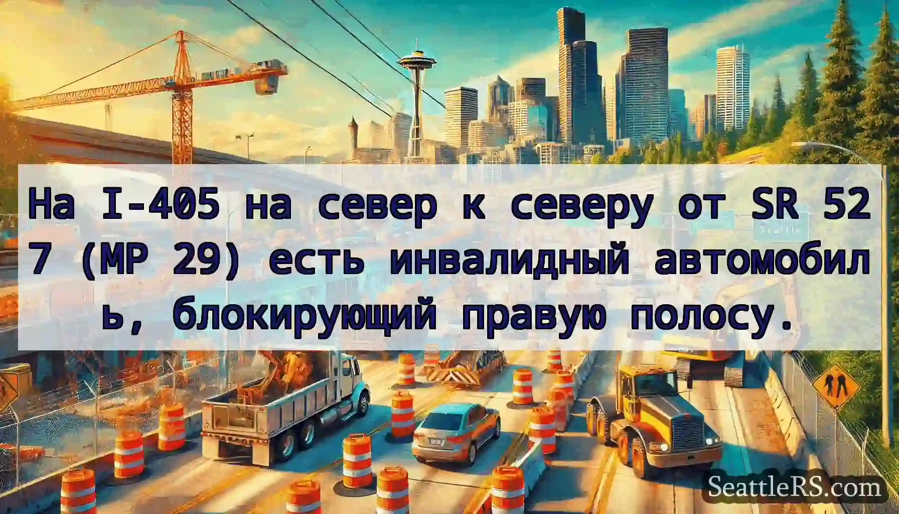 На I-405 на север к северу от SR 527 (MP 29) есть
