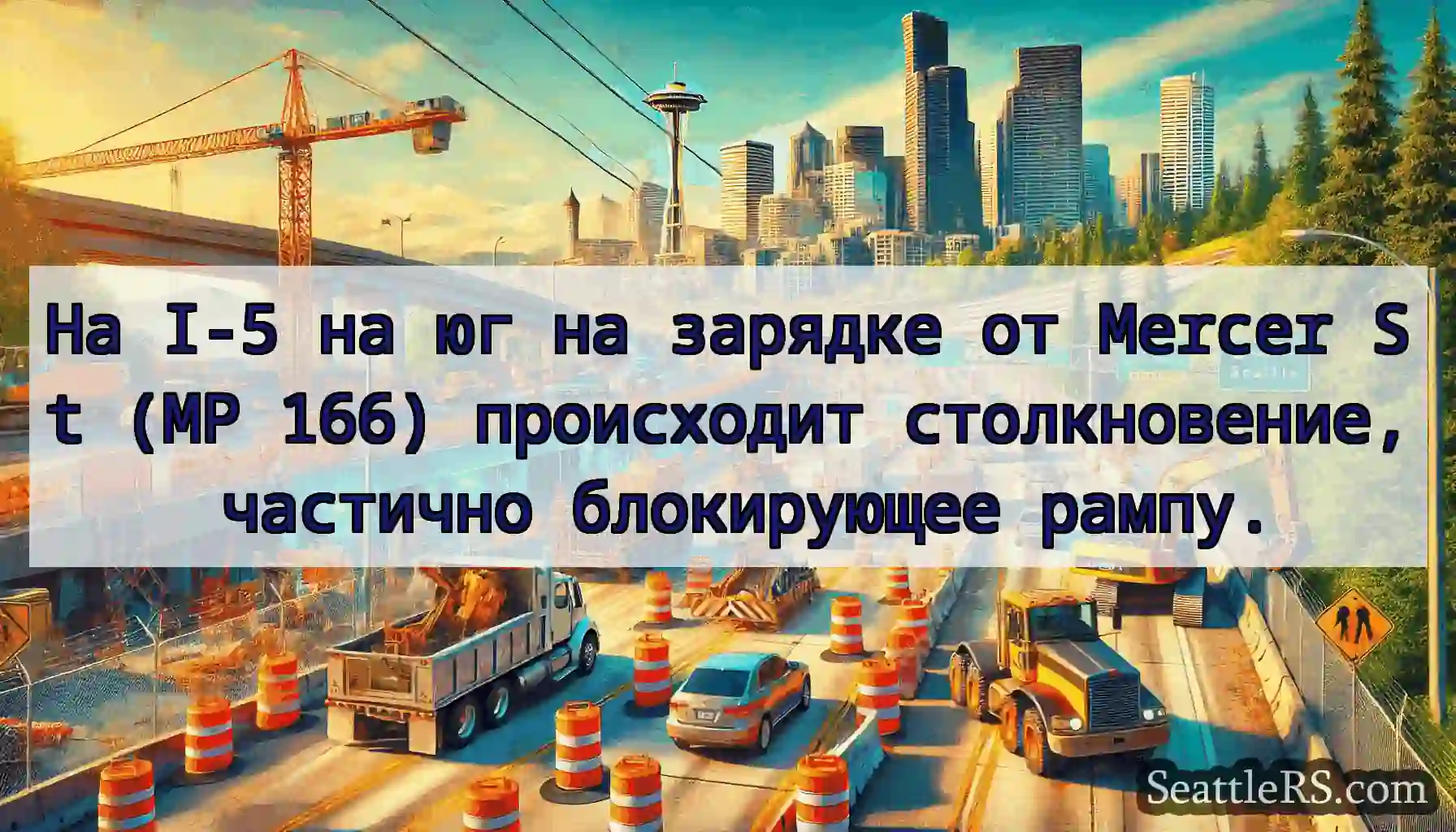 На I-5 на юг на зарядке от Mercer St (MP 166)