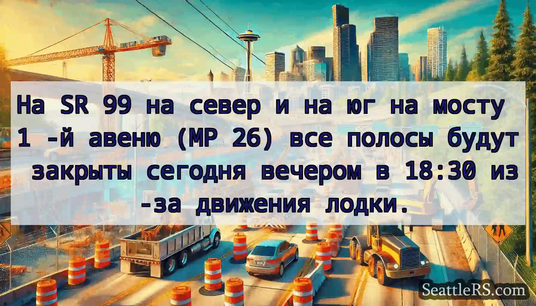 На SR 99 на север и на юг на мосту 1 -й авеню (MP