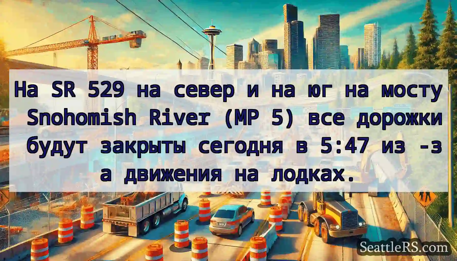 На SR 529 на север и на юг на мосту Snohomish