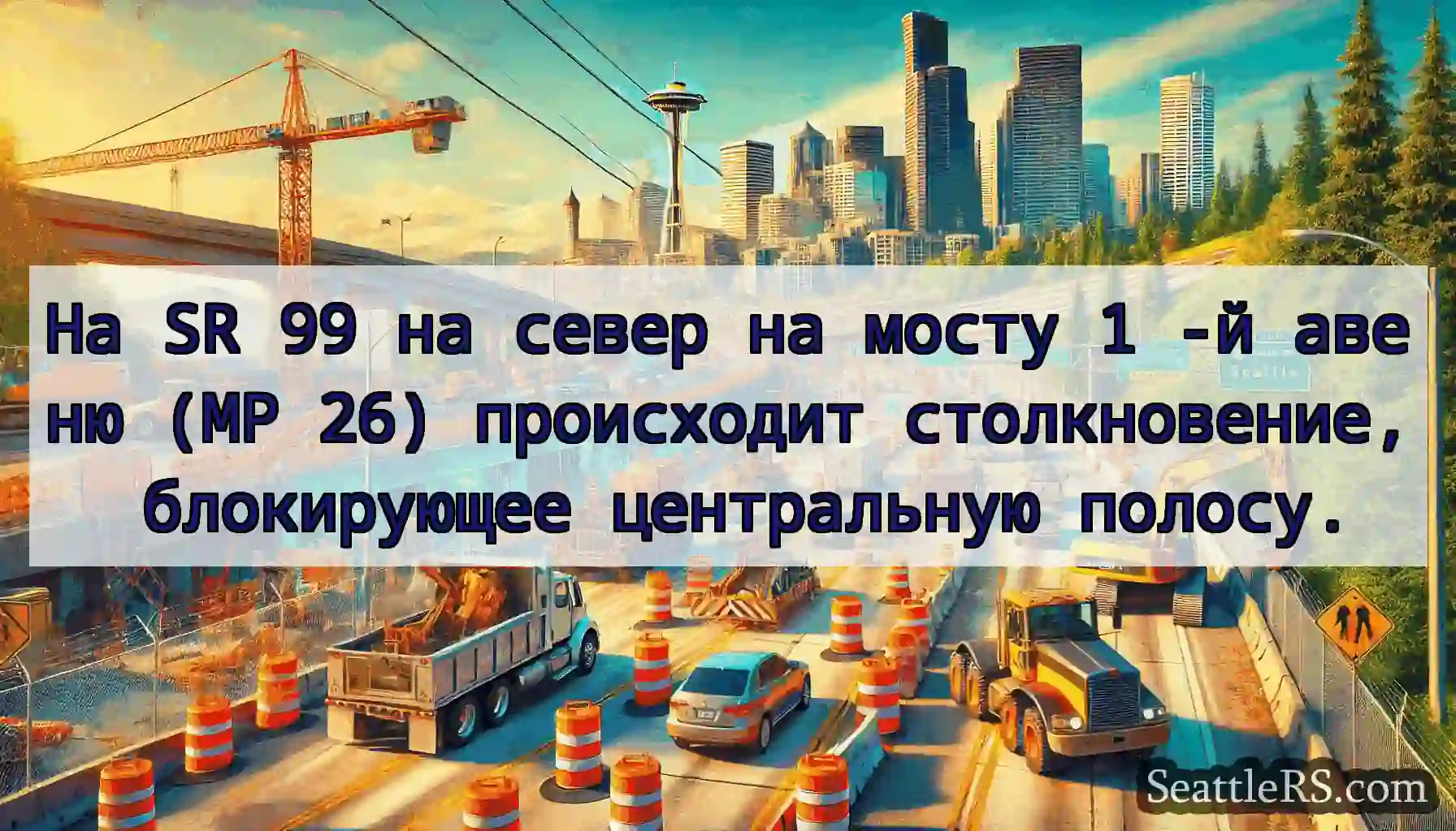 На SR 99 на север на мосту 1 -й авеню (MP 26)
