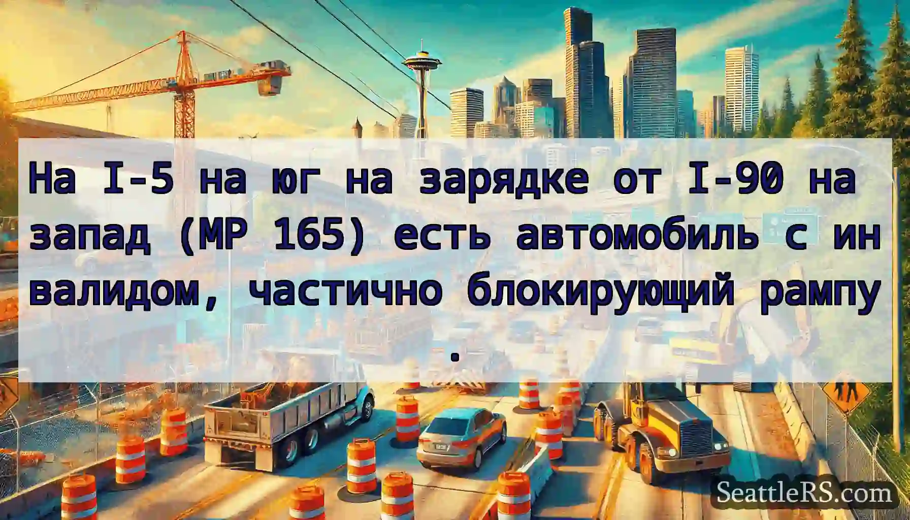 На I-5 на юг на зарядке от I-90 на запад (MP 165)