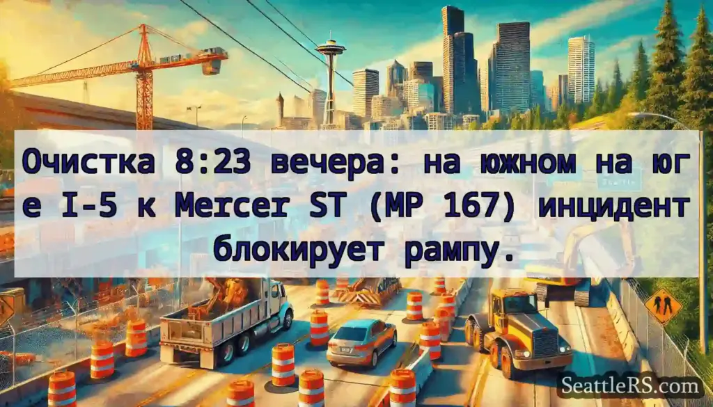 Очистка 8:23 вечера: на южном на юге I-5 к Mercer