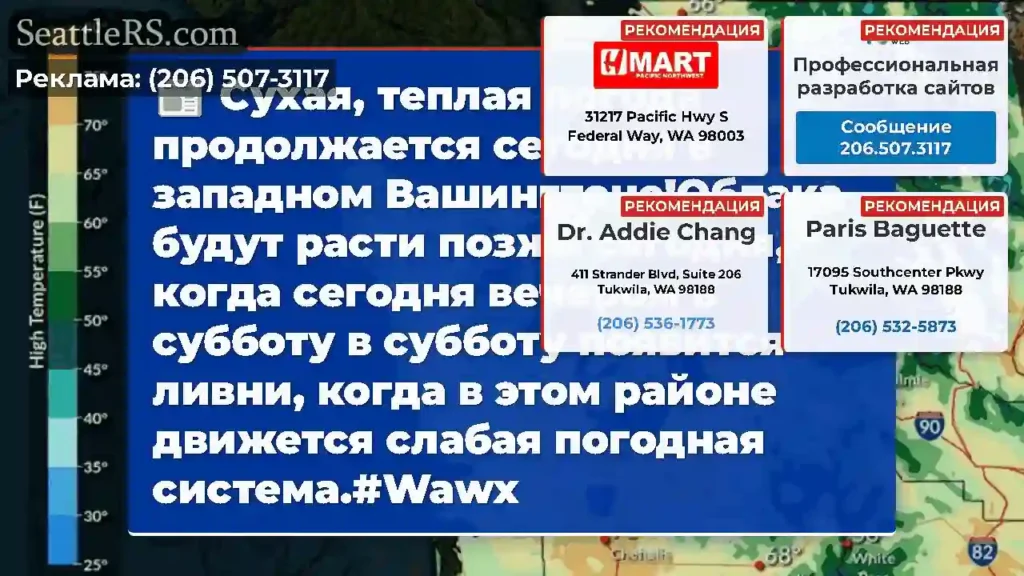 Сухая, теплая погода продолжается сегодня в