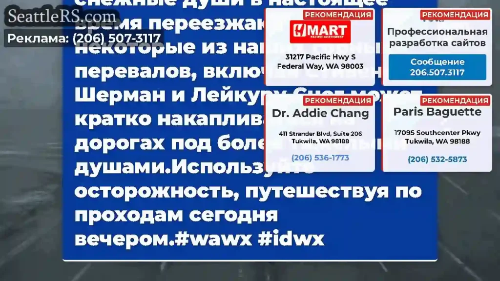 Снежные души, перемещающиеся по Стивенсу, сегодня