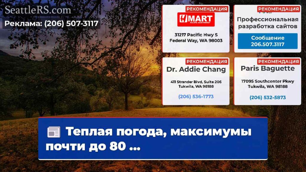 Теплая погода, максимумы почти до 80 ...