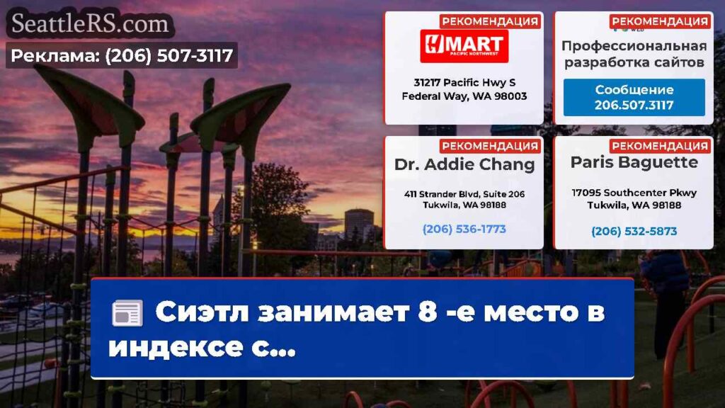 Сиэтл занимает 8 -е место в индексе с...