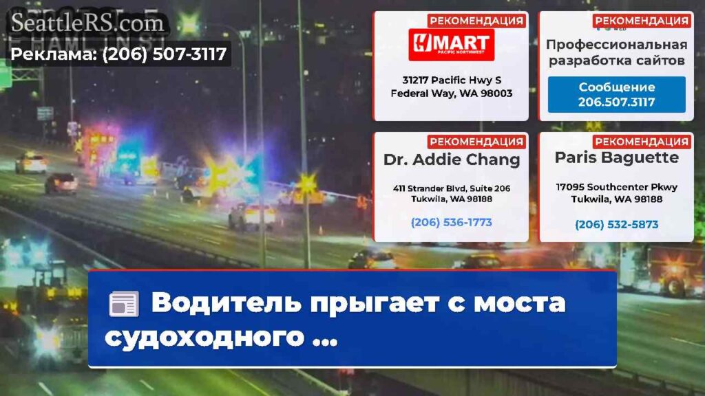 Водитель прыгает с моста судоходного ...