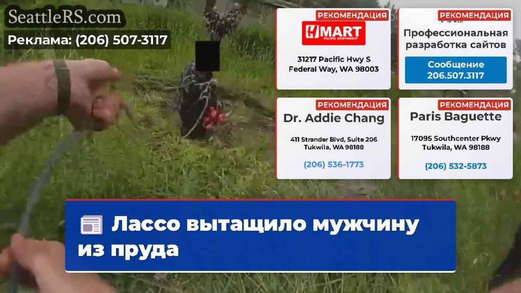 Лассо вытащило мужчину из пруда